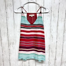 Ann Taylor Loft Blouse Women Sz XS Multicolor Stripe Sleeveless Tank Top Casual