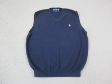 Vintage Polo Ralph Lauren Sweater Vest Mens Large Blue Knit V Neck Golf 90s