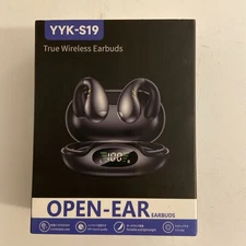 Open Ear Clip On Headphones Bluetooth 5.3 Wireless Earbuds YYK-S19 4HD Mic -BLK