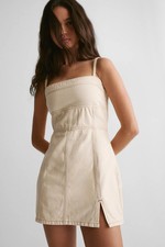 Nastygal Ecru Denim Dress Womens Casual Dresses
