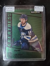 Liam Foudy 23/50 RC 2020-21 Synergy Cast for Greatness Green Achievements Rookie