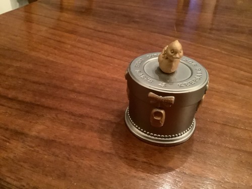 Baby's First Curl Duck Keepsake Box Small Round Trinket Box White & Gold