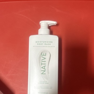 Native Body Wash Lily Milk & White Sage, Sulfate/Paraben-Free 18 fl oz