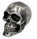 Cracked Skull Ornamental Statue for Fenders or Hood Mascot - Old Silver