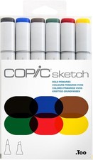 Copic Sketch 6-PC Alcohol Markers BOLD PRIMARIES Dual Tip Art Marker Set NEW 