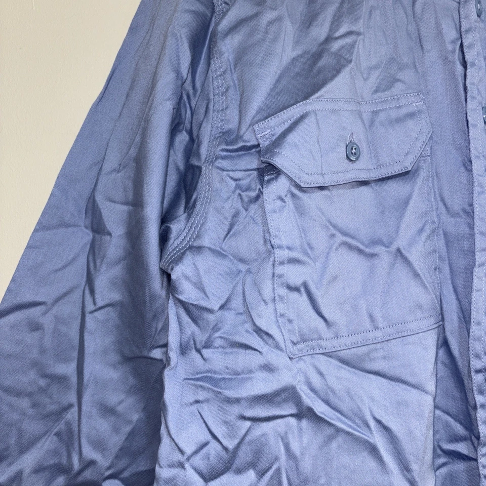 Carhartt Fr Button Up Lightweight Twill Shirt Mens M Blue Long Sleeve Work CAT2 - Image 3 of 4