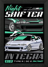 Integra Type R Stance Car Framed Wall Art Poster Canvas Print Picture