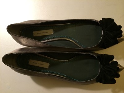 MARC JACOBS COLLECTION RUNWAY BALLERINAS FLATS SILBER SCHLEIFE 37 7 36.5 6.5 MIU