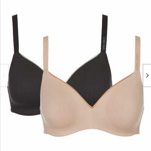 Calvin Klein Womens 2 Pack Microfiber Wirefree Bra (BLK/HONEY,SMALL