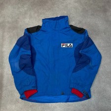 Fila Fisi Ski Jacket Womens Y2k Full Zip Rain Coat Blue Medium