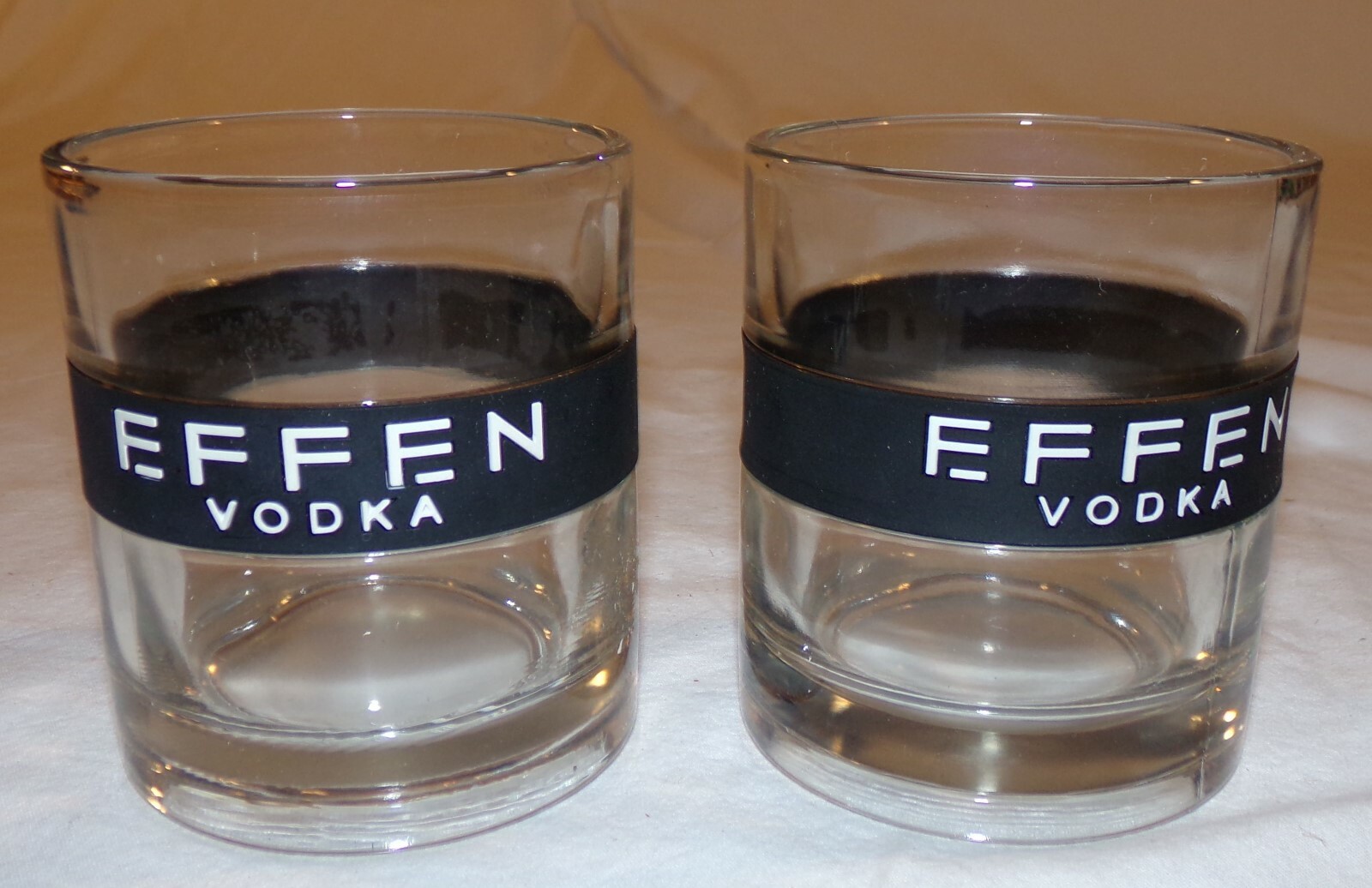 Effen Vodka Glass Glasses 2 pcs Barware Lowball Cocktail Rocks Liquor No Slip