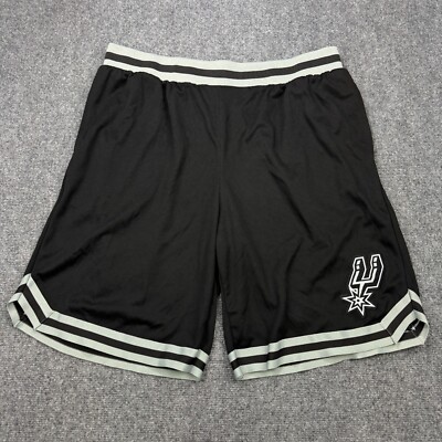 San Antonio Spurs Shorts Mens XXL Black Grey Trim Ten Inch Inseam