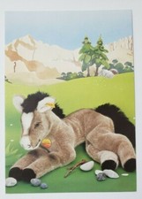 Vintage Steiff Postcard Donkey Knopf Im Ohr Red Back