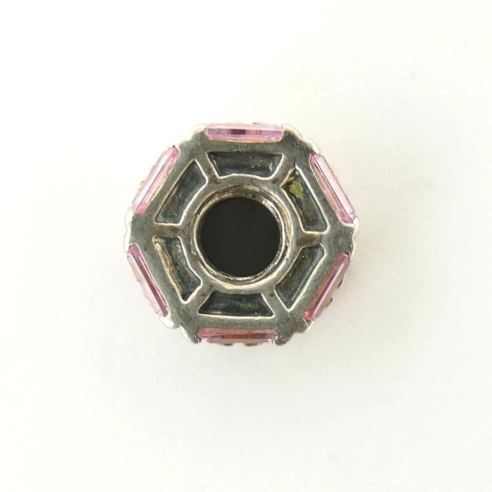 PIEDRAS APILADAS DE PLATA ESTERLINA 925 CHAMILIA GENUINAS - ROSA Y GRIS + ENCANTO CIRCONITA Foto 3 de 4