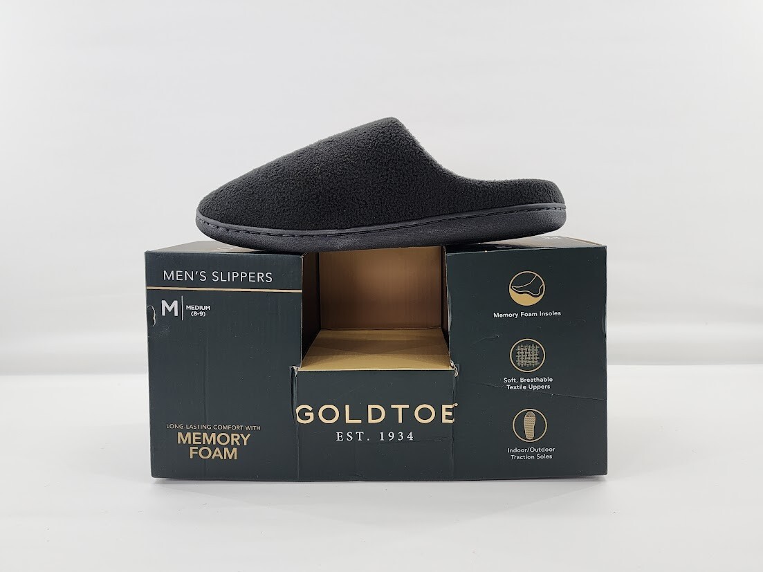 Gold Toe Men's Slippers Black Clog Size M 8-9 Memory Foam Indoor