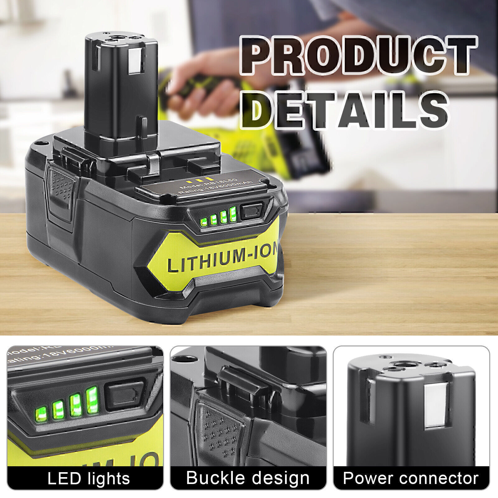 Batterie Lithium 18V 8.0Ah Pour Outils Ryobi ONE+ | Lot De 2 | Compatible P108, RB18L40, P107 Et Plus