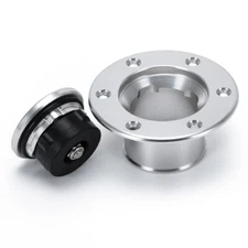 Universal ABS Filler Neck Cap Fuel Cell Flush Tank Cap Mount 6 Bolts Silver