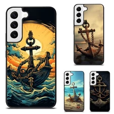 Rubber Case For Samsung Galaxy Z Fold Flip 3 4 5 6 Seaside anchor made tech
