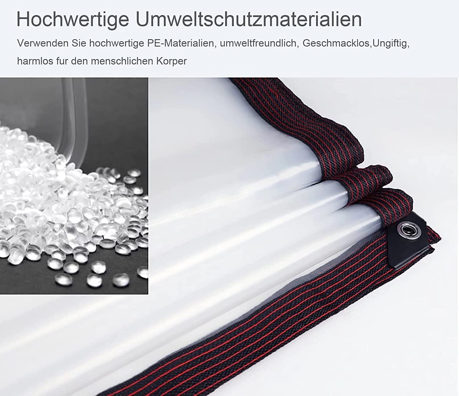 Transparente Plane Mit Ösen 1x2m - Wasserdichte Abdeckplane 450g/m² Für Terrasse & Garten