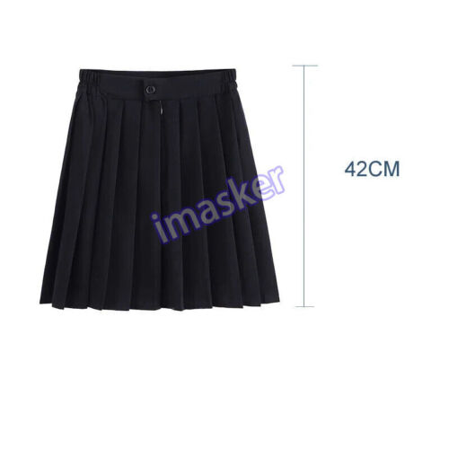 Elastic Waist Girls School Uniform Suit Pleated Skirt Short Middle Long Dress - Picture 3 of 33