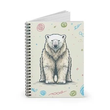 Spiral Notebook Ruled Line Polar Bear Flatlay View Scribble Style Design 5