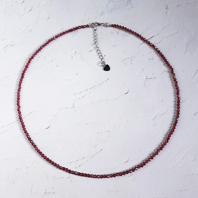 Red Garnet Stone Choker Natural Gemstone Crystal Dainty Women Necklace Handmade