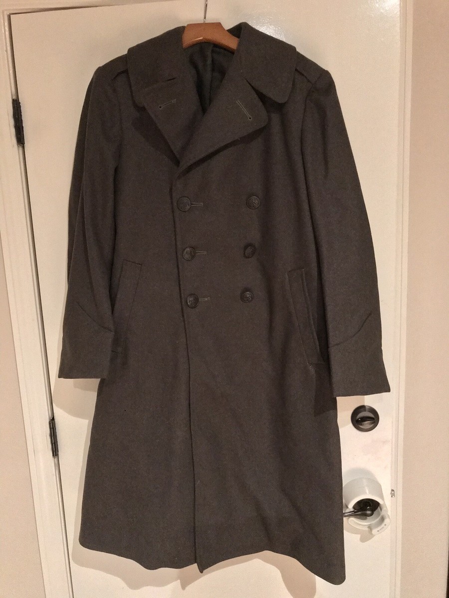 【EDIT CLOTHING】 Check wool marine coat USMC Marine Corps Military Wool Formal Dress Green Belt