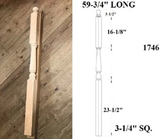 3-1/4" 60" Staircase Oak Colonial Ball Top Landing Turned Newel Stair Post