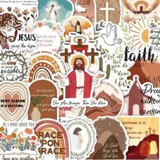 50PCS Jesus Stickers  Faith-Based Vinyl Decals with Inspirational Bible Verses   