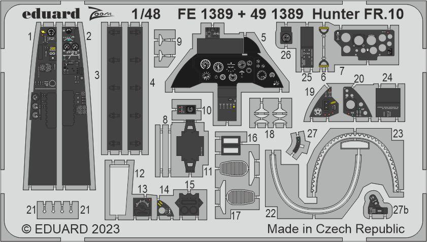 Eduard FE1389 1:48 Hawker Hunter FR.10 to be used with Airfix