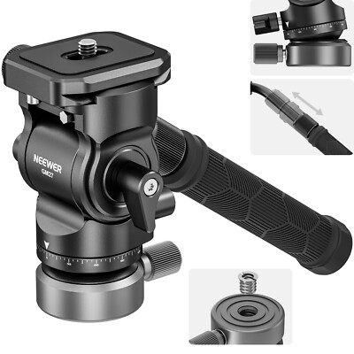 NEEWER Tripod Fluid Head Pan Tilt Head&Arca Type QR Plate,Telescopic Handle
