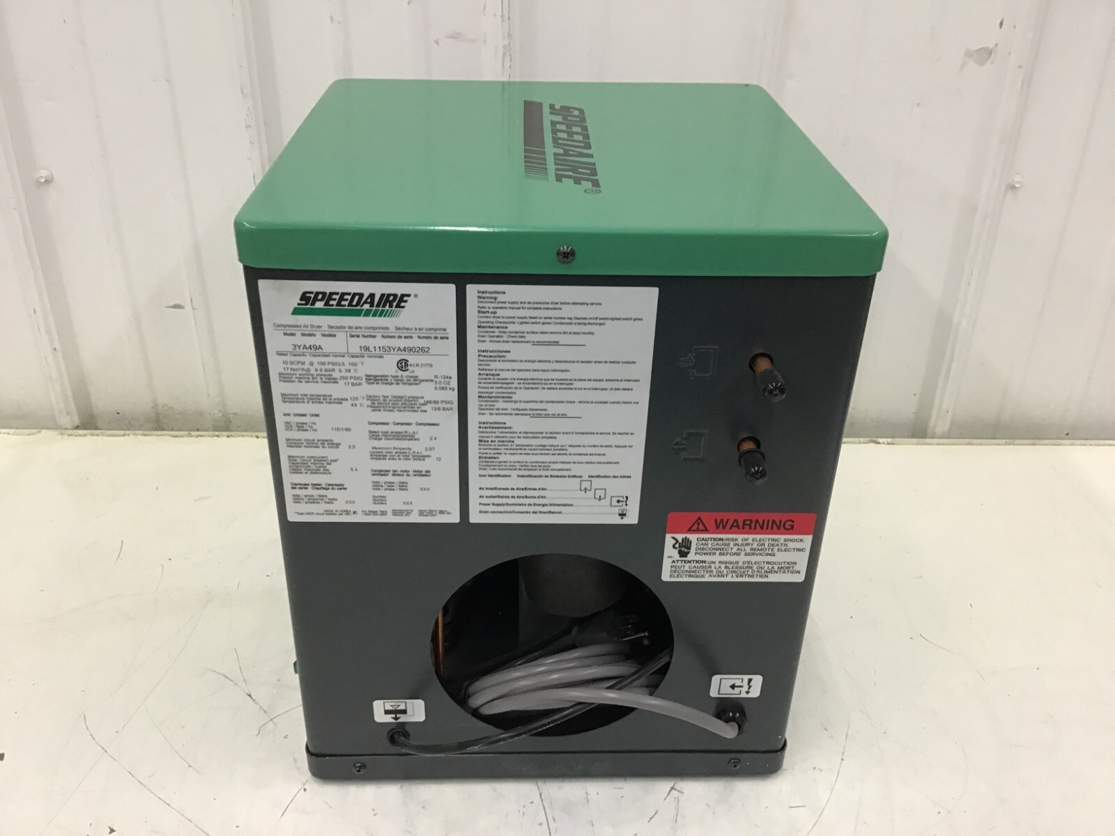 Speedaire 3Ya49 Refrigerated Air Dryer 190735623947 eBay