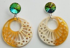 VHER43 EARRING 1 PAIR HANDMADE FROM ORGANIC BUFFALO HORN