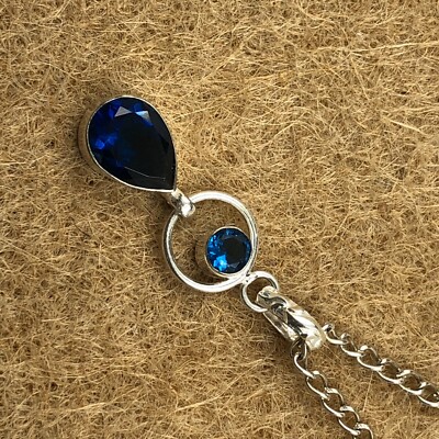 London Blue Topaz Gemstone Jewelry Sterling Silver Sister Gift Pendant 1.8''