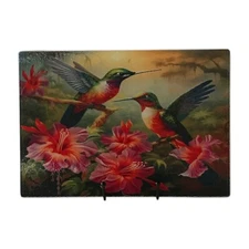 Handmade 8x11 Tempered Glass Cutting Board/Platter~Kitchen~Hummingbird~Gift