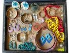 VTG 1970s MOD Jewelry LOT Lucite Rhinestones Enamel Spring Bangle Natural Stones