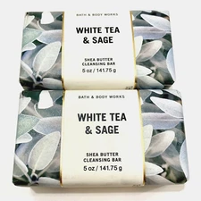 2-Pack Bath & Body Works WHITE TEA & SAGE Bar Soap 5oz FREE SHIPPING