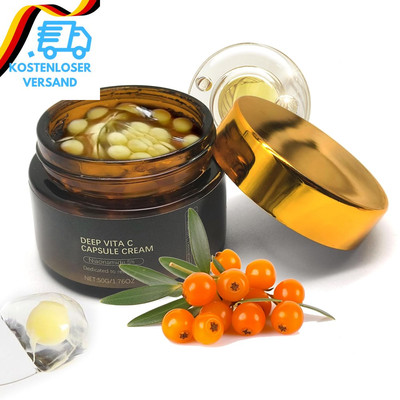 Deep Vita C Capsule Cream, Deeper Vitamin C Face Moisturizer Gel with Kollagen &