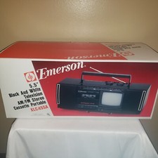 NEW Emerson 5.5" Black  White Television AM/FM Stereo Cassette Portable XLC455A