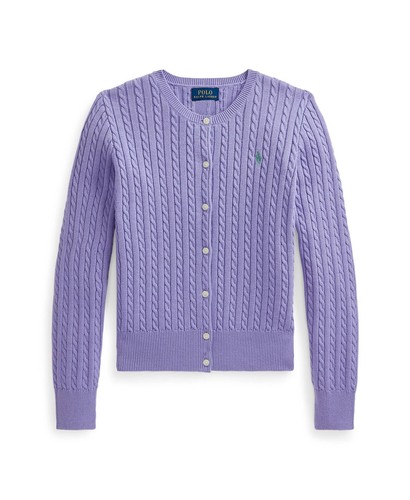 Girls Purple Mini Cable Cotton Cardigan 