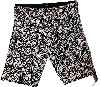 Vtg Linen Cargo Shorts Beach Vacation Baggy Retro Preppy Abstract 38 x 14.5  
