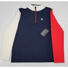 NWT G/Fore Mens Medium Daytona Colorblock Tech G4 USA Golf Performance Sweater