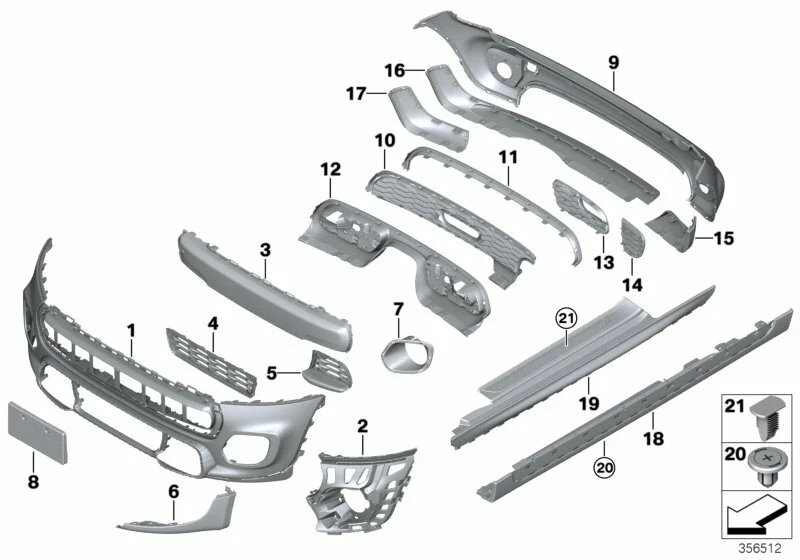 Original MINI Blende Stossfänger vorne schwarz glänzend F55/F56/F57 NEU