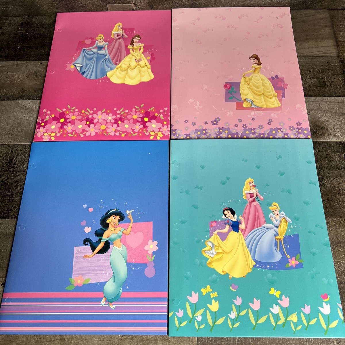 4 Vintage Disney Princess School Folders NOS Made In USA Snow