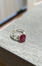 925 Sterling Silver Ruby Red Color Ring 3.2 Grams Size 5