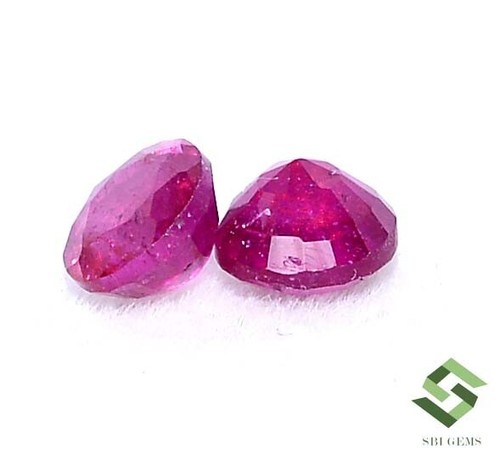 5 mm Natural Ruby Round Cut Pair 1.48 CTS Calibrated Faceted Loose Gemstones GF - Picture 6 of 6