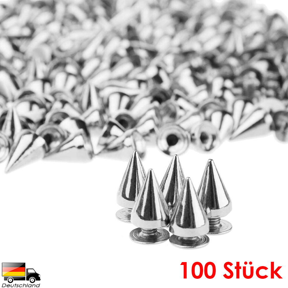 100 x Metall Leder Nieten Killer Nieten Spitznieten Punk Gothic Spike Ziernieten