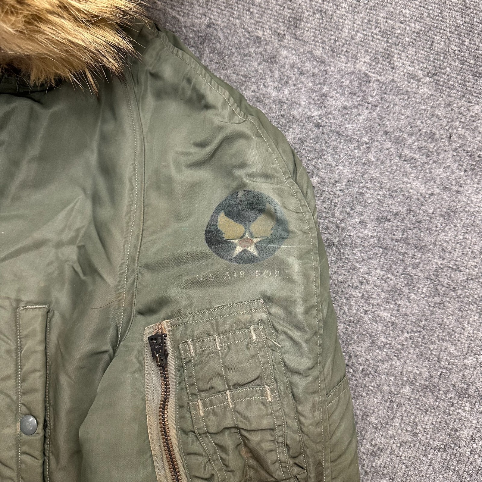 Vintage USAF Air Force N-3B Parka Jacket Coyote Fur 1950s 1960s