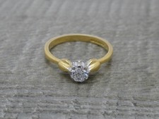 Vintage 18ct Gold 0.40ct Round Cut Diamond Solitaire Engagement Ring Size M