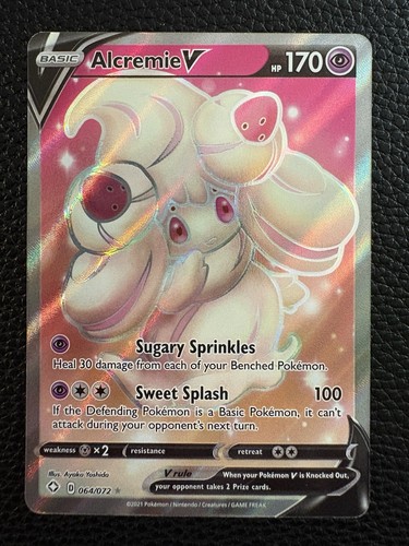 Alcremie V 064/072 Shining Fates Full Art Ultra Rare Holo Pokemon Card NM